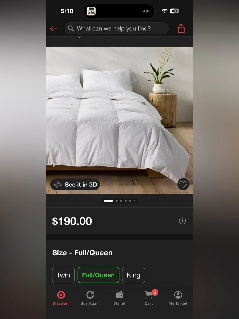 New Open Bag Casaluna Full/Queen All Season Premium Down Comforter
